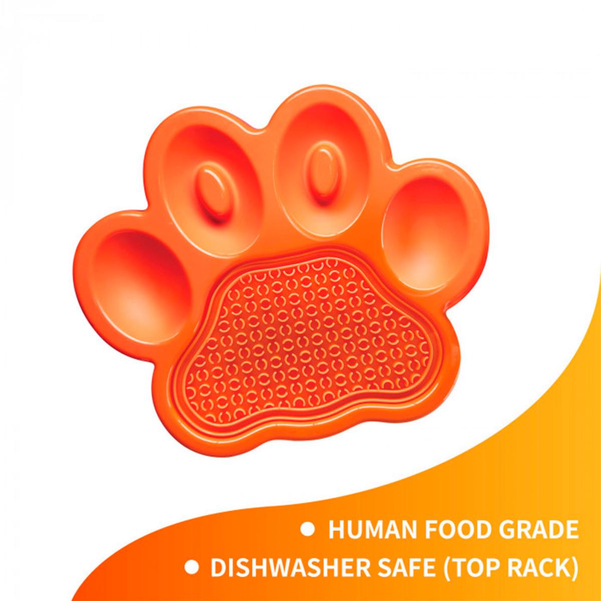 Alfombra De Lamer Petdreamhouse Paw 2 En 1 Naranja Alimentador Lento Y Almohadilla